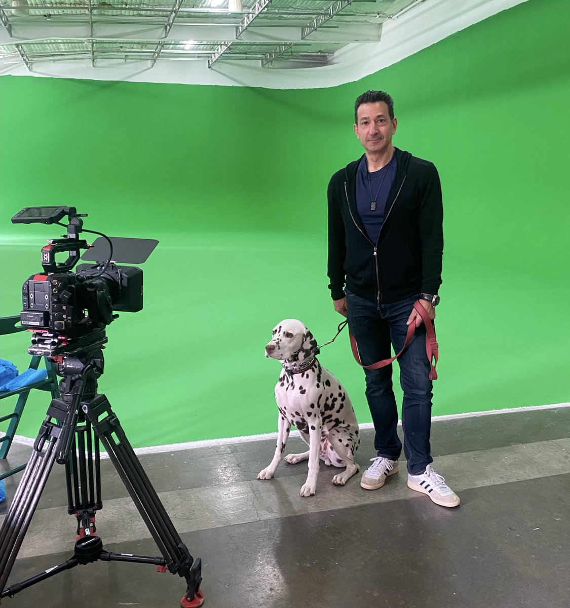 On the set today with Jersey (my Dalmatian) getting ready to shoot one of Hollywood’s most iconic actors for an NFT project. Gonna be wild. ⁦@OrangeCometNFT⁩