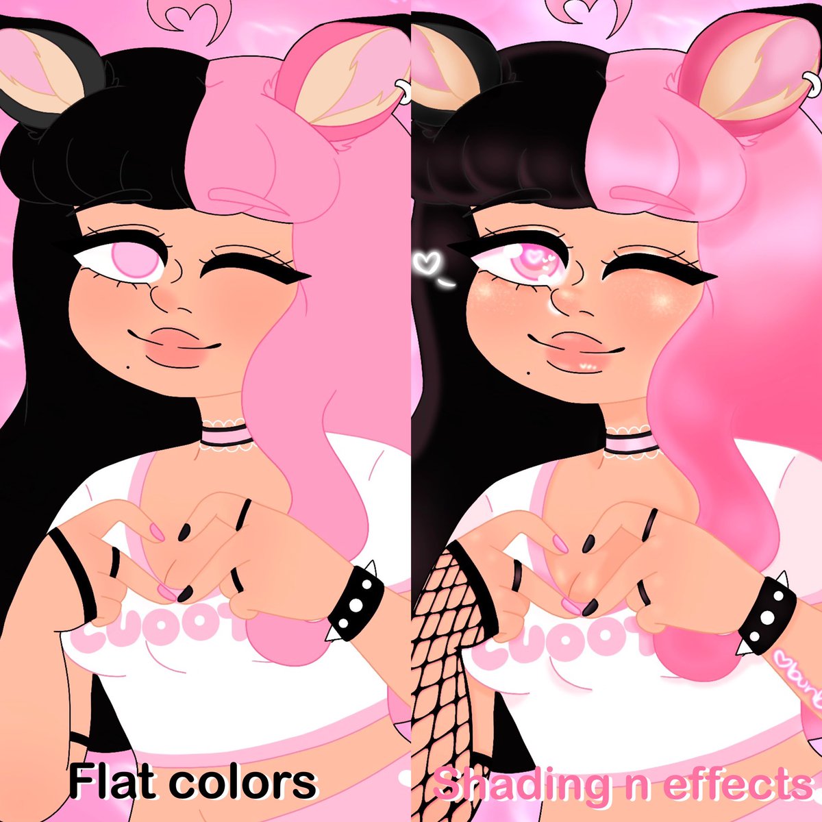 bunbuni_arts's tweet photo. Flat vs Shaded! #artchallenge #kawaiiartist #flatvsshaded https://t.co/V1ctWgZOEA