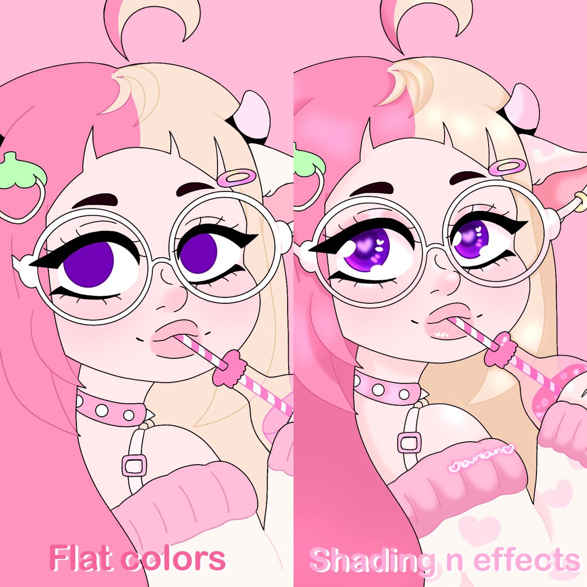 bunbuni_arts's tweet photo. Flat vs Shaded! #artchallenge #kawaiiartist #flatvsshaded https://t.co/V1ctWgZOEA