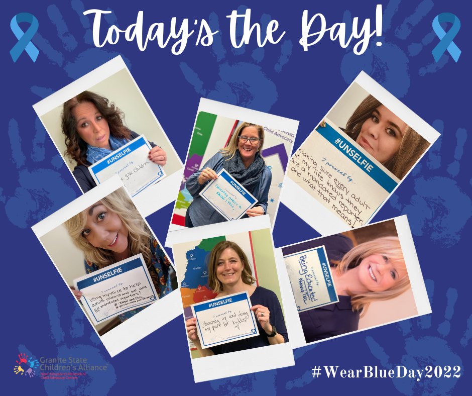 Our Granite State Children's Alliance staff showing support with #WearBlueDay for #ChildAbusePreventionMonth 

We have a lot of exciting things happening this month and will be sharing them with you along the way.  
#bethedifference