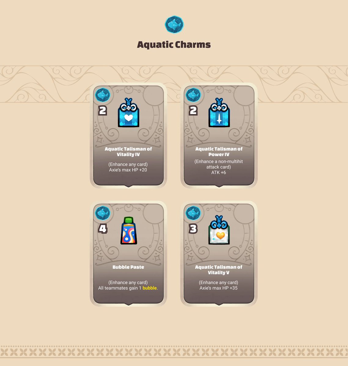 AxieInfinity's tweet photo. Awesome stream from @Ryan_METAT8 to reveal Origin's aquatic and beast runes and charms!

Which are your favorite?

Aquatic 👇 https://t.co/Dqk5Ph7jqj