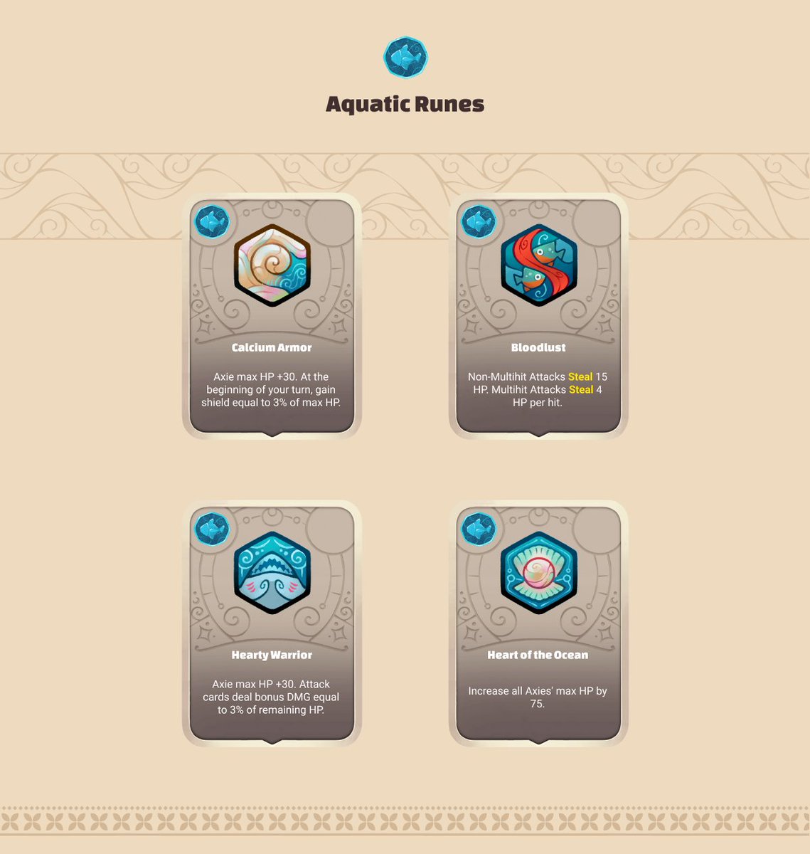 AxieInfinity's tweet photo. Awesome stream from @Ryan_METAT8 to reveal Origin's aquatic and beast runes and charms!

Which are your favorite?

Aquatic 👇 https://t.co/Dqk5Ph7jqj