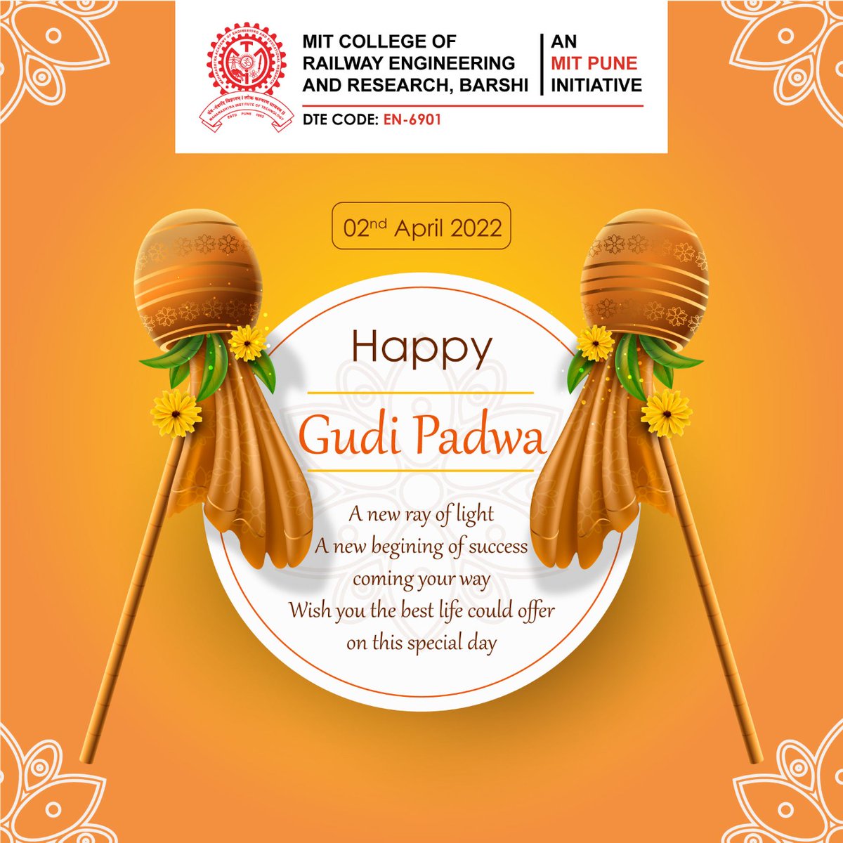 mitcorer's tweet photo. Wishing everyone a very happy Gudi Padwa.
#mitcorer #railwayengineering #railway #engineering #barshi https://t.co/1F6GNDyB8I