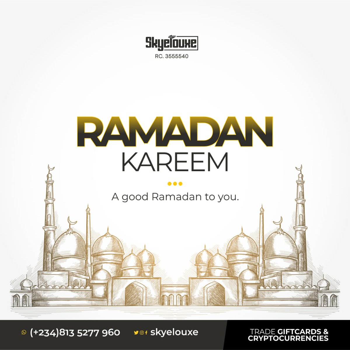 skyelouxe's tweet photo. May this Ramadan be the one our Duas are finally answered and may Allah accept our ibadah
#Ramadan    #RamadanMubarak    #ramadankareem     #btc    #trading #crypto #Skyelouxe #giftcard

Trade with Skyelouxe today!
#safe #fast #reliable 💯
#naira #exchange #p2p https://t.co/e1Ts0Ewvh3