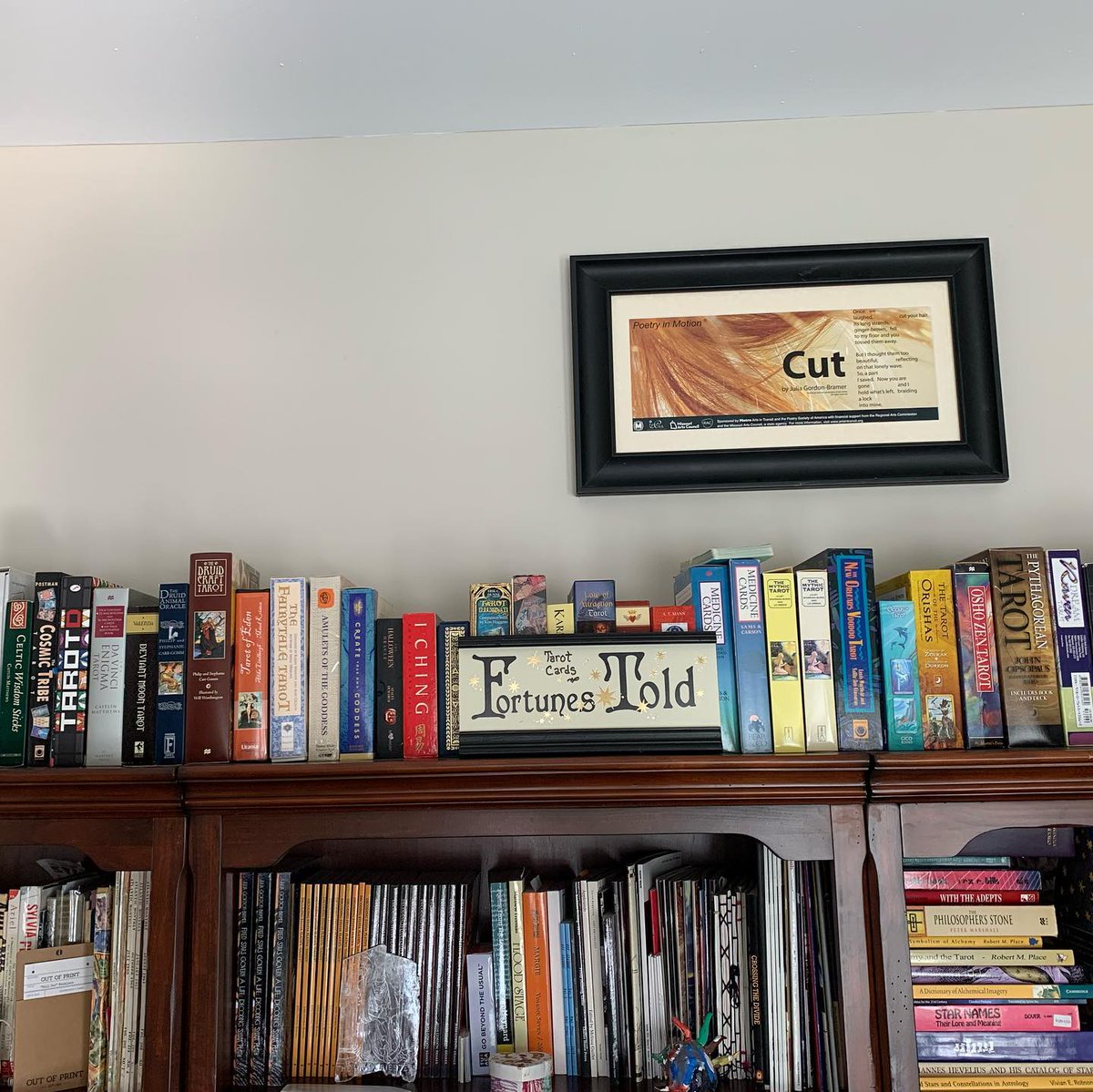 JGordonBramer's tweet photo. Where &amp; how do you #store your #tarotcards? Here are pics of my alternate #storagesolutions to drawers: #TreasureChest #SpiceRack #cdshelves #OriginalBox #Collector decks a #prettybox. Got original ideas of your own? Please share! #tarotreaders #tarot #tarotdecks #collectors https://t.co/6xbmwcaNVO