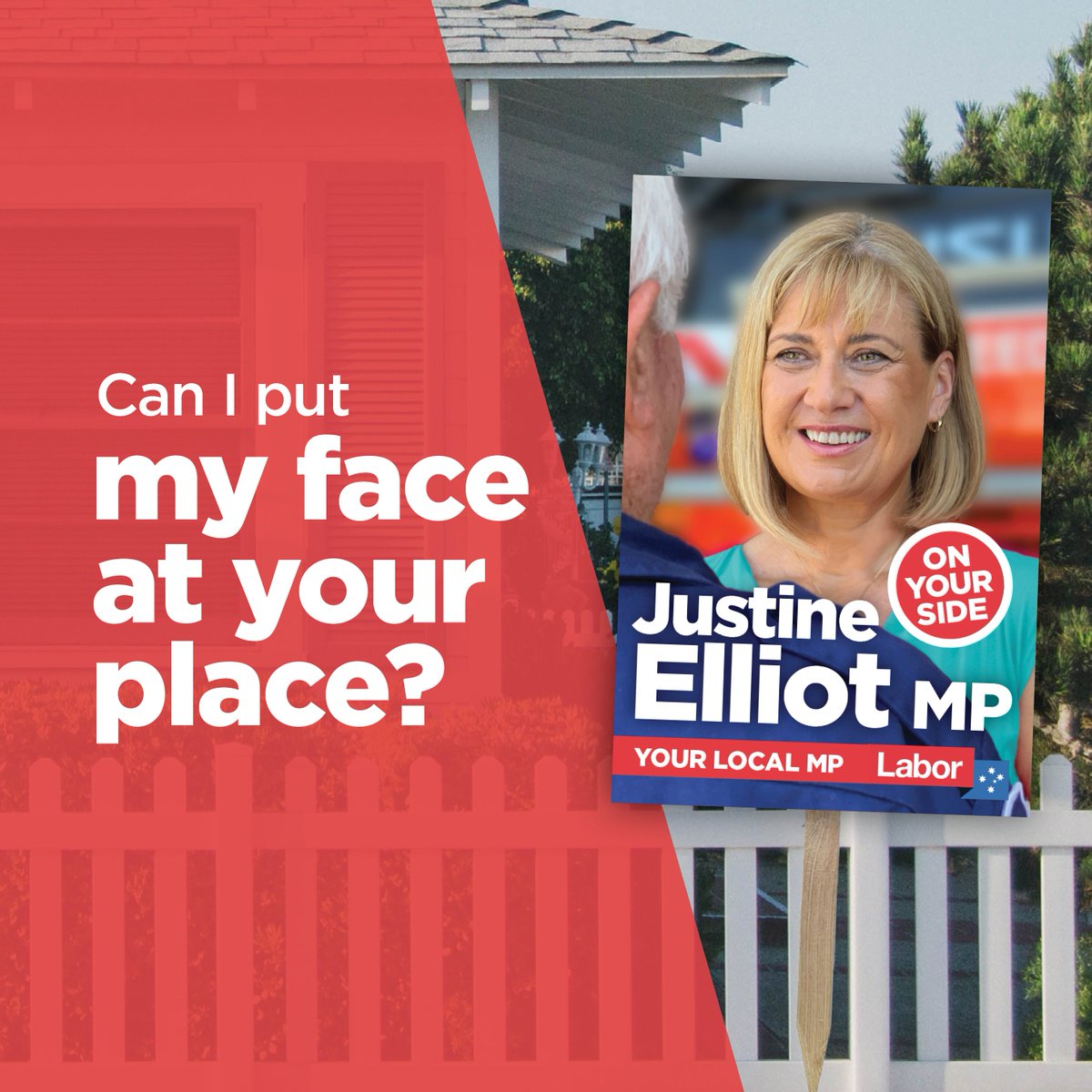 JElliotMP's tweet photo. Over the last few weeks we've seen just how important having a good government is. 

As we head into a federal election, I'm asking you to consider having my face at your place, so I can keep working for you and get rid of Scott Morrison.

Please get in touch if you'd like one! https://t.co/8yvlOM1VHu
