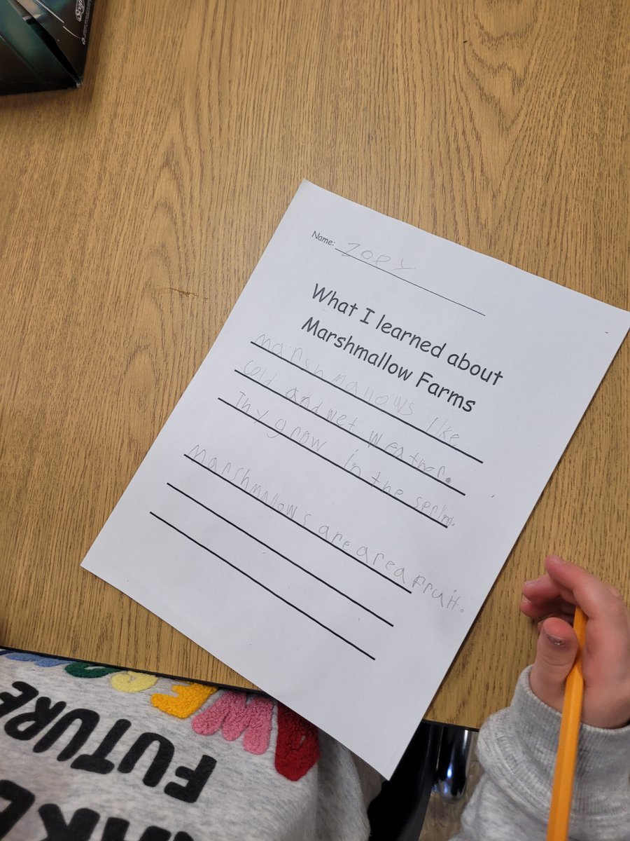 ConestogoStars's tweet image. After watching an interesting video about Marshmallow farming we did some non fiction writing about what we had learned....gotcha! 😉#AprilFoolsFun @crewrdsb @wrdsb