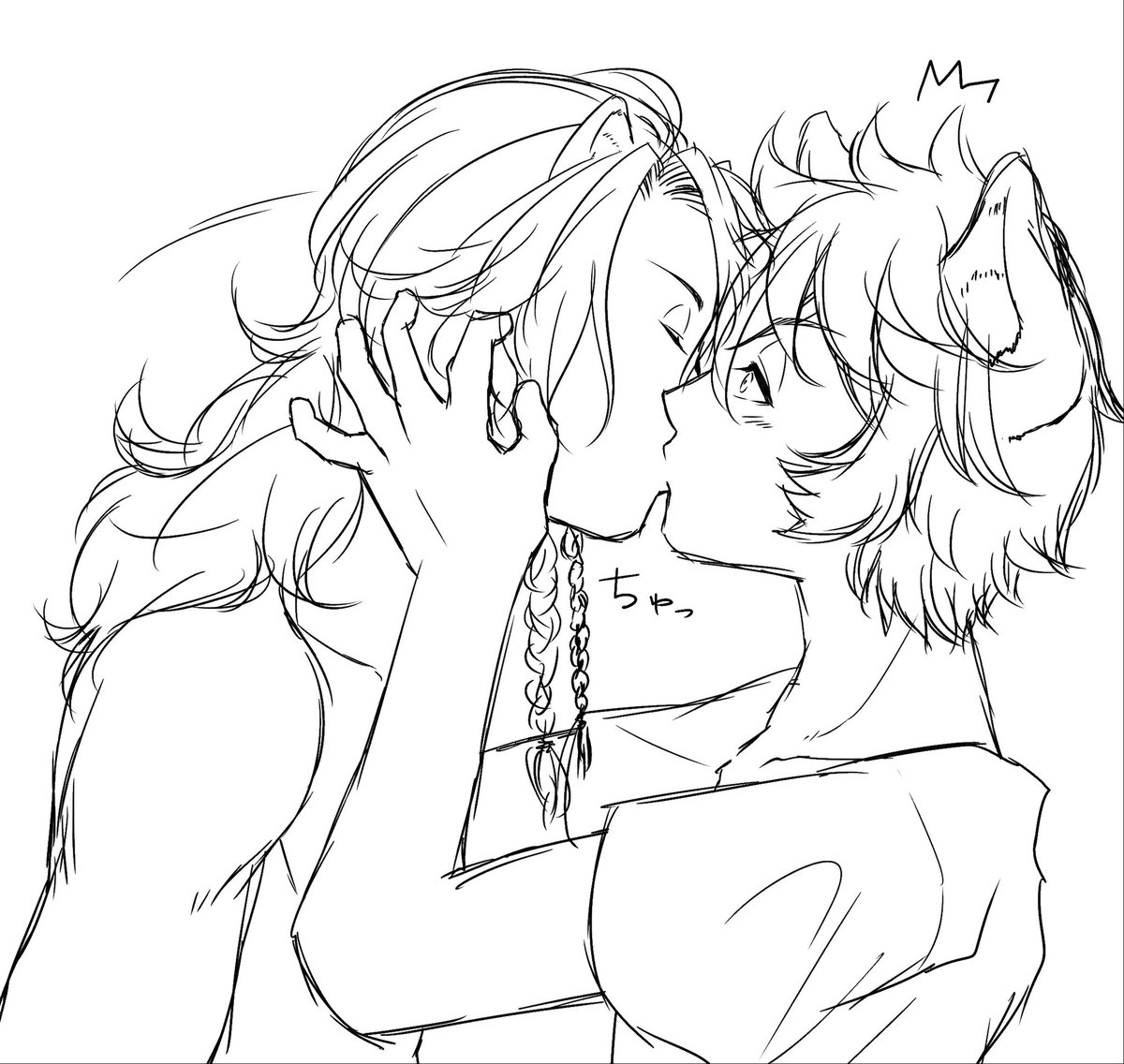 #twst_BL レオラギ
再掲

怒ってる🍩くんが可愛くて、思わずキスしちゃう🦁さん 