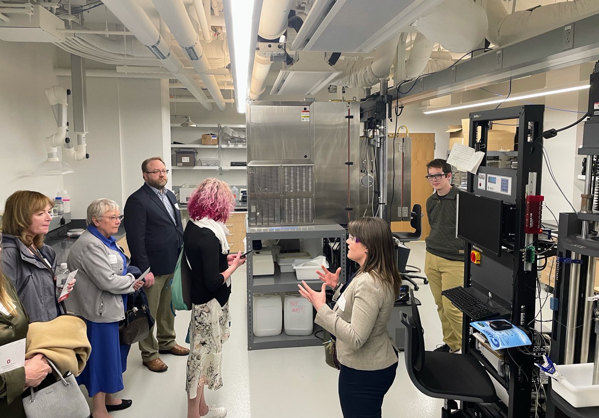 LandonLocke's tweet photo. Celebrating the grand opening of the Mars G. Fontana Labs! Jen along with her students are showcasing corrosion research to visitors. #OSUengineering ⁦@LockeOSULab⁩ https://t.co/bloV2mNkW9