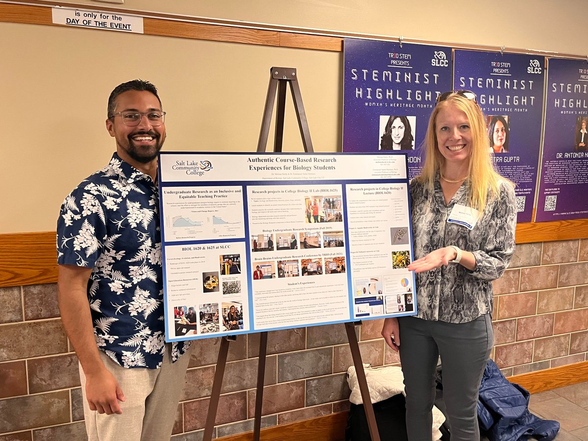 E_SantaMartinez's tweet image. Biology representing at the Stories of Transformation: @SaltLakeCC Symposium on Equity &amp;amp; Inclusion! @evolprof 
#research #biology #equity #inclusion #professors