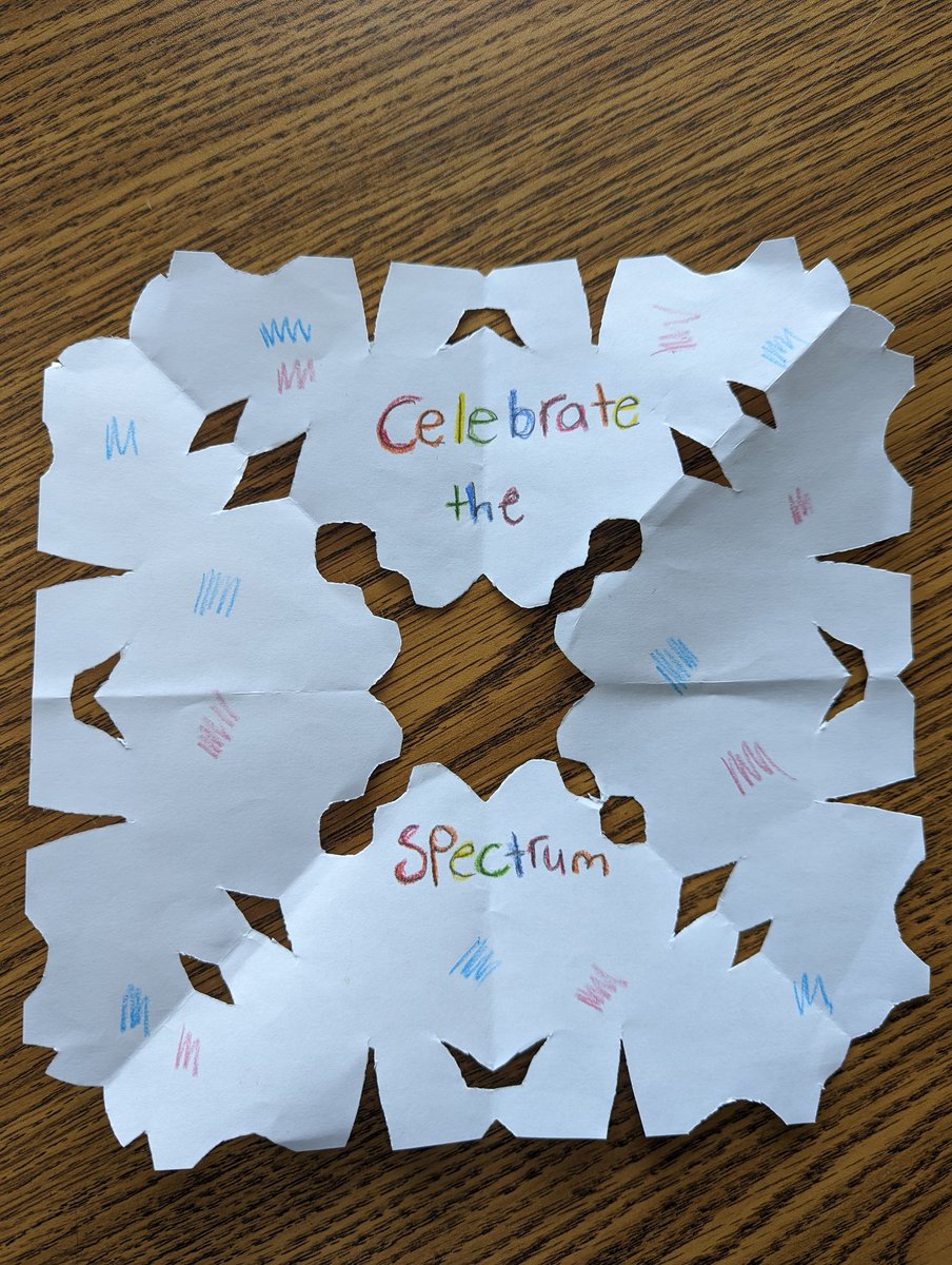 MlleTrott's tweet photo. Wise and beautiful words from a Grade 5 student: "I made my flag in the shape of a snowflake because all snowflakes are different and unique, but they're all equally beautiful." #AutismAcceptanceMonth #AcceptUnderstandLove @sjoa5 @HCDSB https://t.co/37NfXKoDbX