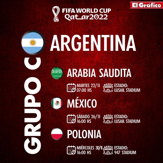 Horarios confirmados de Argentina | El Gráfico