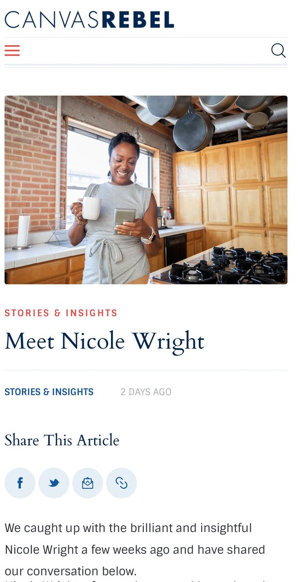 SavvyMrsWright's tweet image. Excited to be featured in #canvasRebel 
canvasrebel.com/meet-nicole-wr… 

#savvynsocial #issafeature #storiesandinsights #feelgoodfriday
