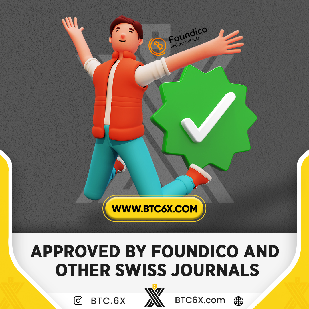PurcowExchange's tweet photo. APPROVED BY #FOUNDICO AND
OTHER #SWISSJOURNALS.
BTC6X crypto exchange has been approved by FoundICO and also numerous other reputable journals, including Swiss journals, indicating
the credibility of the exchange. https://t.co/LYSLGCO2Mp
