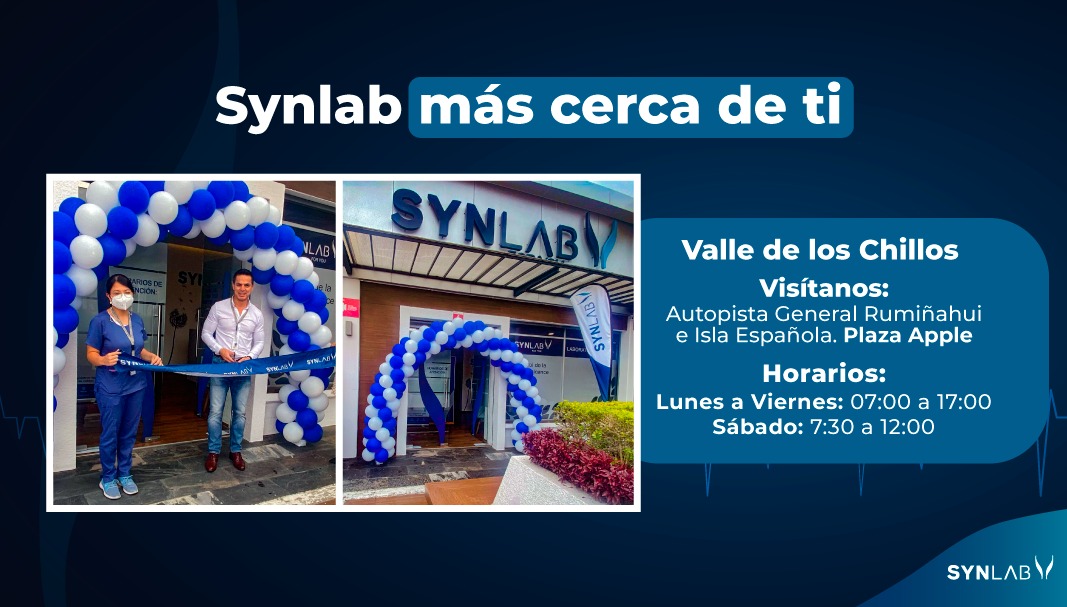 ¡Cada vez, más de ti 🙌🏻!

Si vives en el Valle de los Chillos acude al nuestro nuevo punto de atención en Plaza Apple, obtendrás un 20% de descuento en la primera prueba que te realices. 🔬. 

Dirección 👉🏻: Autopista General Rumiñahui e Isla Española. 

 #SynlabEcuador #Test