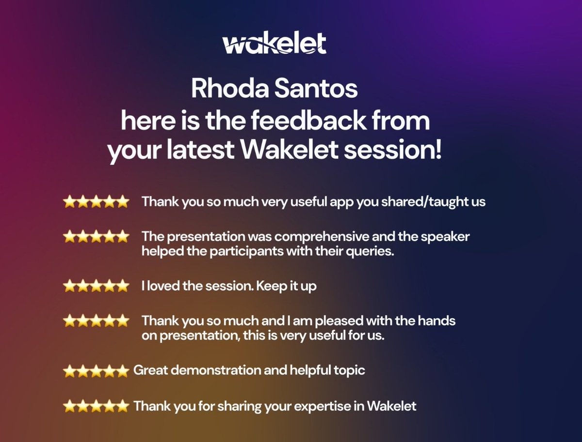 This is awesome! Im inspired to serve more educators &amp; to spread the wonders of #wakelet 
<a href="/JBDbiz/">James (Wakelet) 🔜 ISTE</a> <a href="/SirMyk23/">Michael Morella</a> @GuroInnah <a href="/danieltimbal/">Daniel Timbal</a> <a href="/BuenavidesJ/">BUENAVIDES P. GERUNDIO JR.</a>