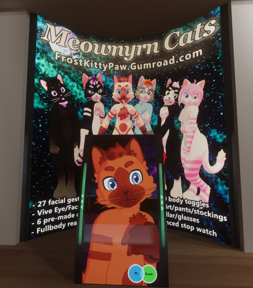 FrostKittyPaw's tweet photo. Weβre the #FurHub now! Check out the Meownyrn Cat and Catbot in #VRChat :3
#vr #furry #avatar #cat https://t.co/e0x31w1OBQ