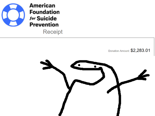with code "socks" we raised a total of $2,283.01 for AFSP in the month of March! 