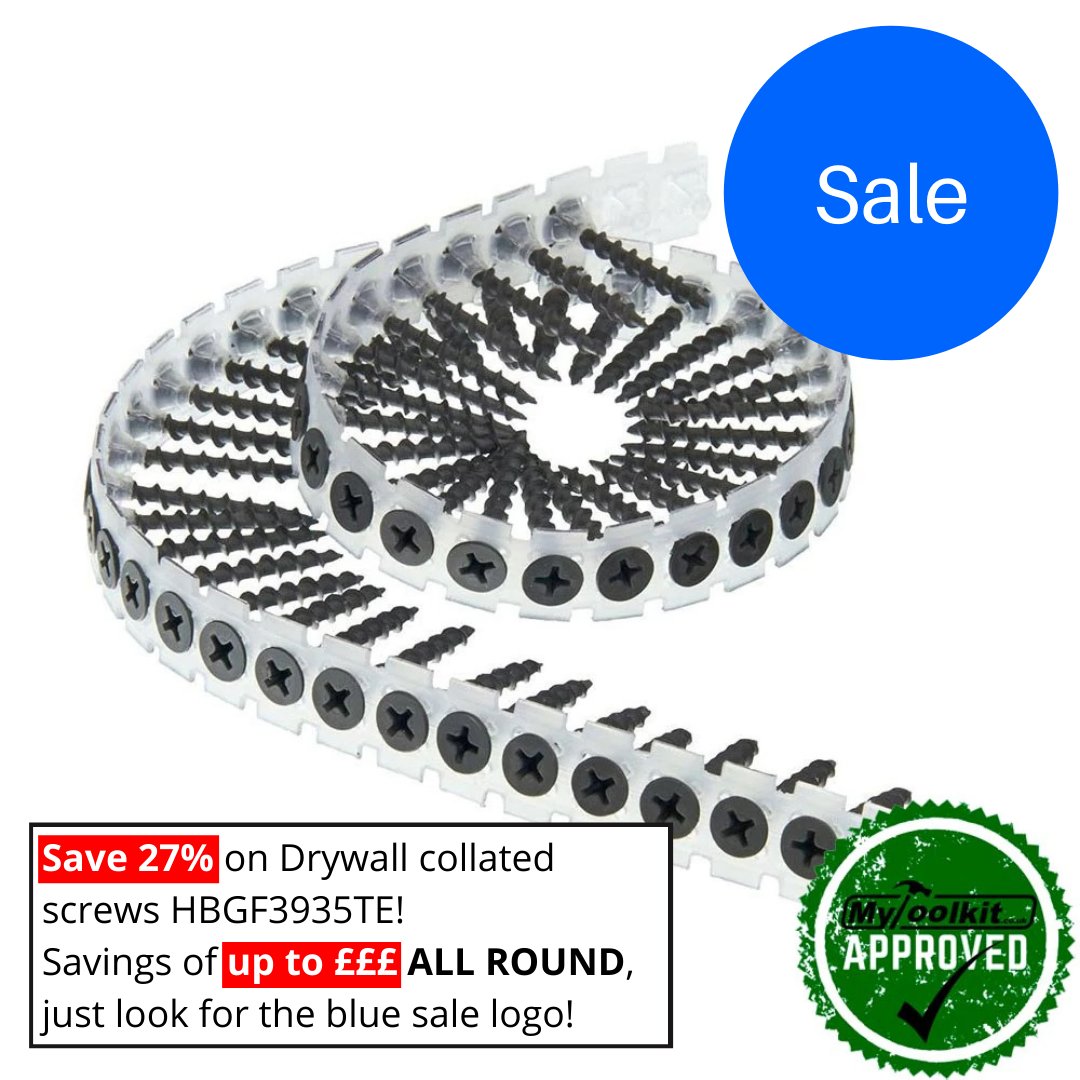 MyToolkitonline's tweet image. SAVINGS TO BE MADE WEBSITE WIDE ‼️🚨 Save up to 27% on our drywall collated screws 🤑 Absolutely everything has been re-priced with savings scattered all over the place! 🤩 Grab your discount now 🤪⁠
⁠
mytoolkit.co.uk/products/drywa…⁠

#mytoolkit #fixingguns #nailing #cheshire #nailer