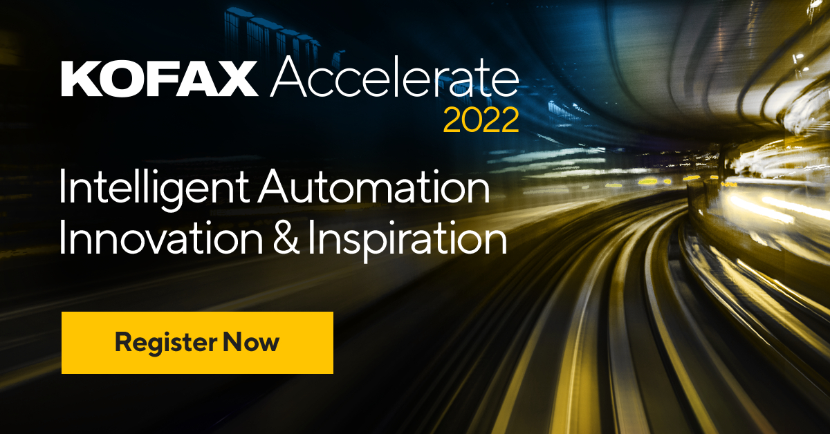 Patrick82549018's tweet photo. Accelerate into the future of intelligent automation! Register now for #KofaxAccelerate 2022 and learn how to make your organization smarter, faster. https://t.co/m8oFVFP4Gh https://t.co/vjL3IS4saQ