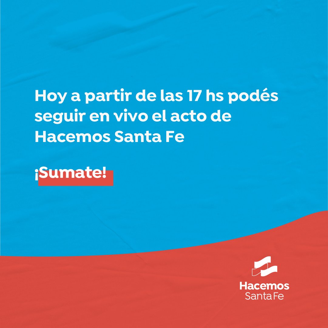 HacemosSF's tweet photo. ¡Hoy nos volvemos a encontrar! 

A partir de las 17 podes seguir el acto en vivo desde acá: https://t.co/Vc7RVYUZt3 https://t.co/F5Glf2TNf8