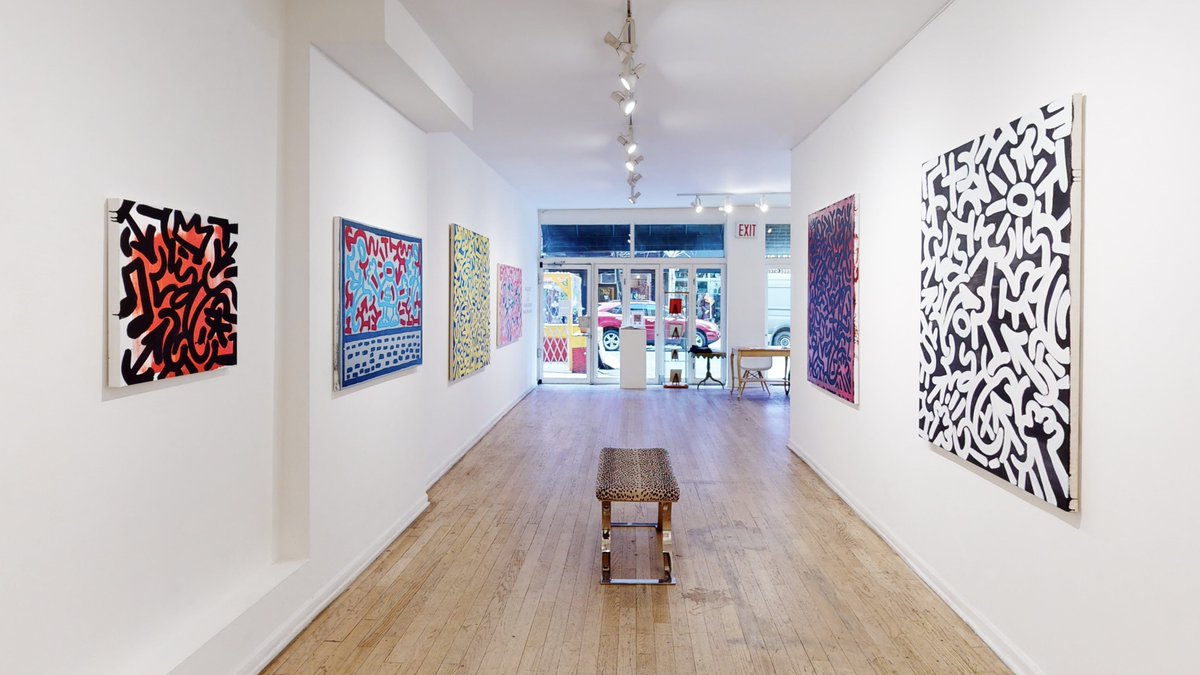 Installation images of "Walking the Line" an Angel Ortiz (LA II) solo exhibition on view until April 24th, 2022 in the Van Der Plas Gallery space.