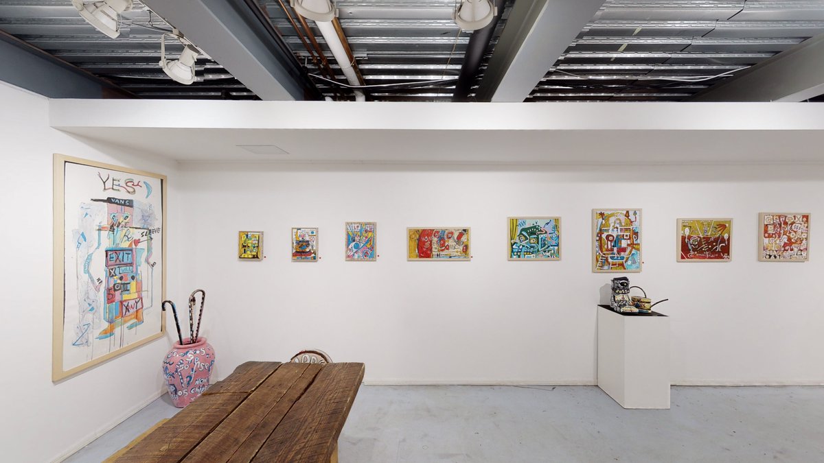 Installation images of "Soapbox Pillow" a group exhibition featuring the work of Jason McLean and Devon Marinac, on view until April 24th, 2022 in Van Der Plas Gallery's ShowRoom.