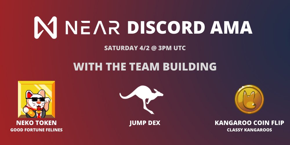 Miāo! Miāo! We are thrilled to announce the Good Fortune Felines will be hosting an AMA with the <a href="/NEARProtocol/">NEAR Protocol</a> team🎉

Join us in the <a href="/NEARProtocol/">NEAR Protocol</a> Discord this Saturday 4/2 @ 3PM UTC

We will award 10 $NEKO token airdrops to 10 attendees! Don't miss out🔥
discord.gg/D8rUabWN