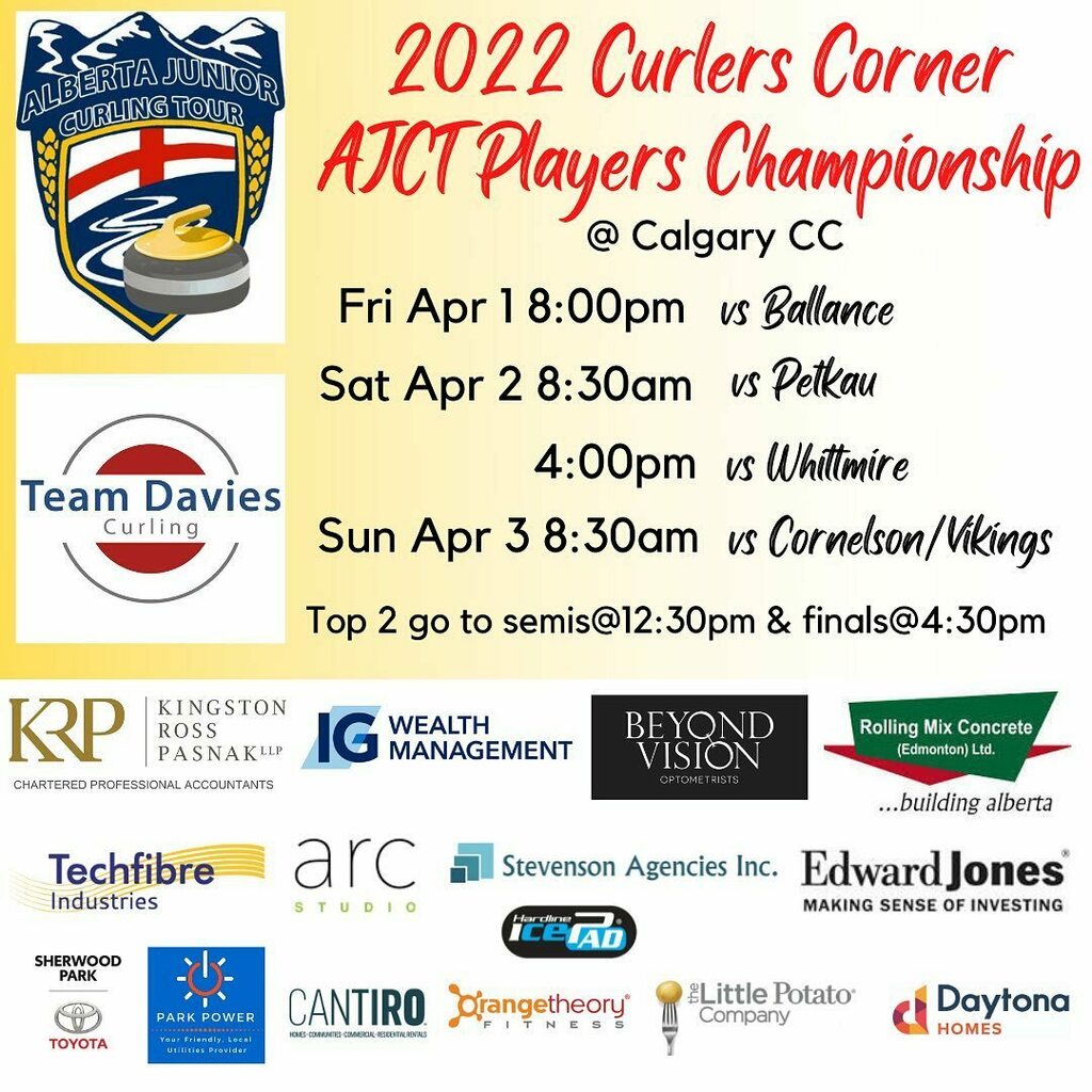 Starts today!
We are very honoured to be invited to compete in the Alberta Junior Curling Tour’s Players Championship in the U20 division. Games start tonight at the Calgary Curling Club. 
Hopefully we can stream the games. Stay tuned. 
@krpllp 
<a href="/beyondv/">beyondx</a>… instagr.am/p/Cb0bdMGO1kz/