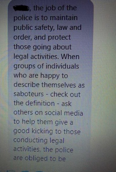 A thread. 1/4. <a href="/pwilkinson_pcc/">Philip Wilkinson: PCC Wiltshire and Swindon</a> from the <a href="/OPCCWiltSwindon/">Office Police & Crime Commissioner Wilts & Swindon</a> which oversees budgets for <a href="/wiltshirepolice/">Wiltshire Police</a> admits to biased use of resources, that he has operational decisions deploying resources in police ops, that he favours illegal hunts over sabs (of which he doesn’t understand)
