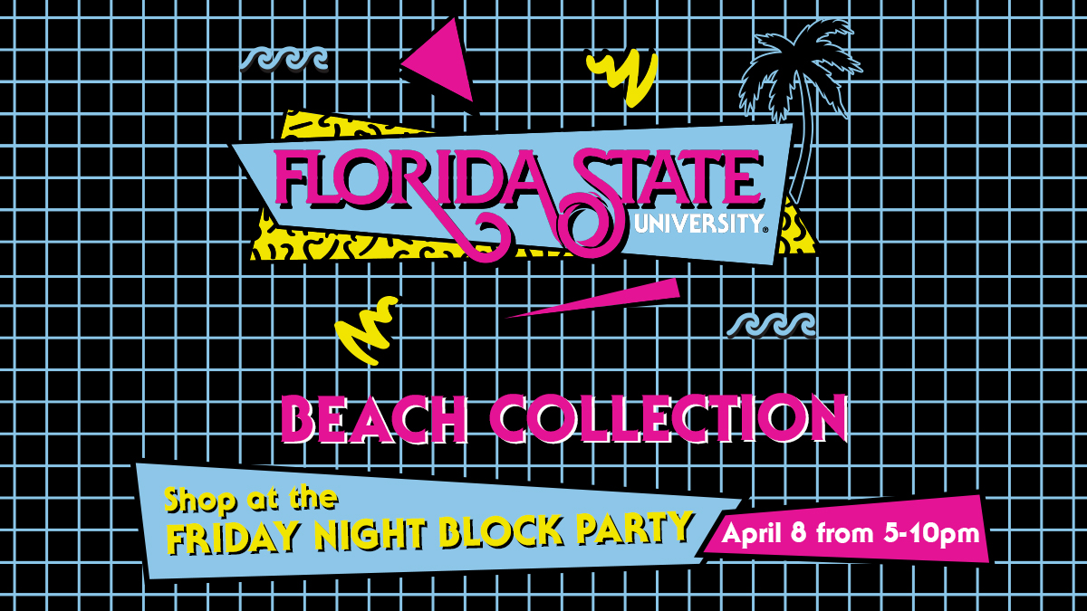 fsutrademarks's tweet photo. You're invited! The #FSUBeachCollection launches a week from today (April 8th) at the @FSU_BlockParty and you want to be there! Mark your calendars😎🌴🏖️ https://t.co/AuZsAV5uX8