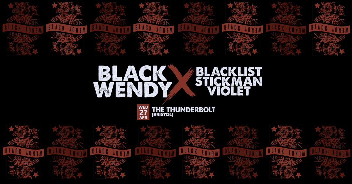 Blacklistukband's tweet photo. Wednesday 27th April @Thunderbolt_pub
Tickets: https://t.co/fobwNWAXWG
#blacklist #blackwendy #chaostour #minitour https://t.co/XAdUYyehgS