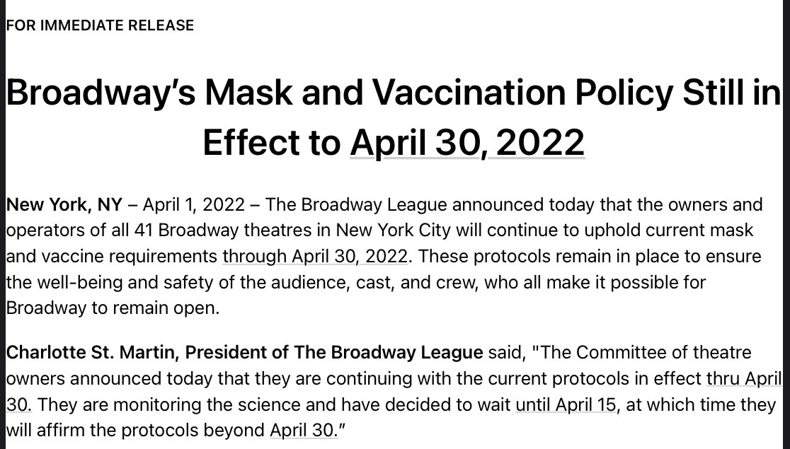 Thank you, Broadway League!