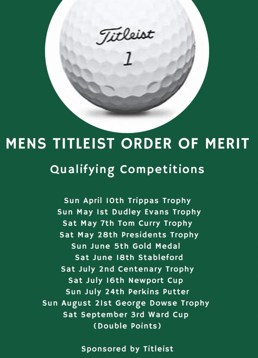 maxstokepark_gc's tweet photo. We are very excited to announce a brand new event for this season teaming up with Titleist to provide our male members The Titleist Order of Merit.

We would like to thank Titleist and Neil McEwan our Professional for supporting us in making this possible. https://t.co/QispkjqLTd