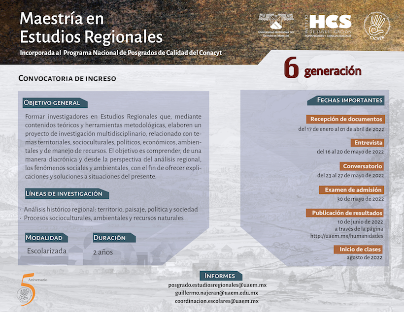 uaemorelos's tweet photo. Convocatoria | Maestría en Estudios Regionales, Sexta Generación.
Centro de Investigación en Ciencias Sociales y Estudios Regionales #Cicser
Informes a los correos posgrado.estudiosregionales@uaem.mx/ guillermo.najeran@uaem.mx/ coordinacion.escolares@uaem.mx
#UAEM #Iihycs https://t.co/gRpyd0pqwN