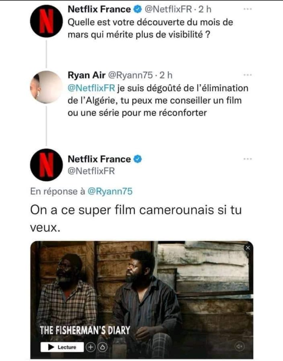 afropipohour's tweet photo. Did not realize the * Sassytude* @NetflixFR had 🤣🤣🤣

#WorldCup2022 #WCQ2022 #Cameroon #ALGERIE_Cameroun https://t.co/dNZnVjFAKo
