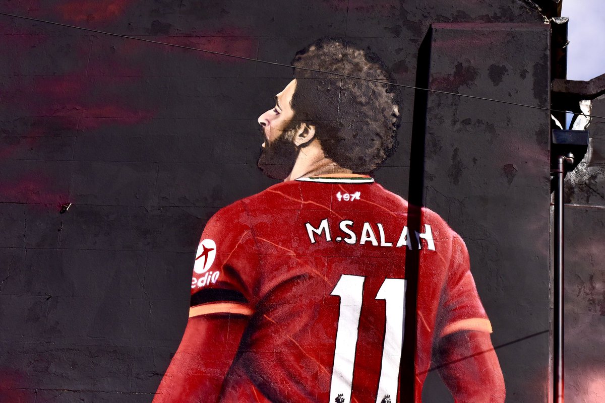 scouserock New Mohamed Salah mural on Anfield
Road by @john_culshaw86 #salsa #mohamedsalah
hair was like a hallo in the morning sunlight today #LiverpoolFC #northwest #ENGLAND 
#liverpoolphotography #scousescene
#exploreliverpool #wearescousers
#instagood #bestukpics #ukshooters