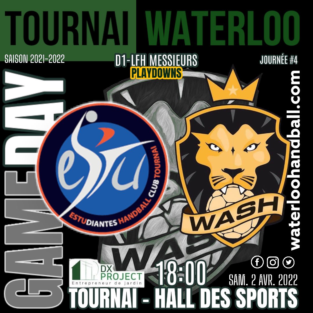 WaterlooHandbal's tweet photo. Match de championnat ⚫️🟢 🤾🤾🏻 
🚨 ESTU - WASH
@WaterlooHandbal @EHCTournai 
📍TUBIZE - Hall Omnisports ATO
⏱ Coup d’envoi à 18h00
#TournaiWaterloo
#HandballWaterloo 🦁💚
#Handball #Waterloo 
#GoLions #TeamWASH
#D1LFHPlayDowns
🌐https://t.co/61z7UvEUme https://t.co/OGclYqGxN3