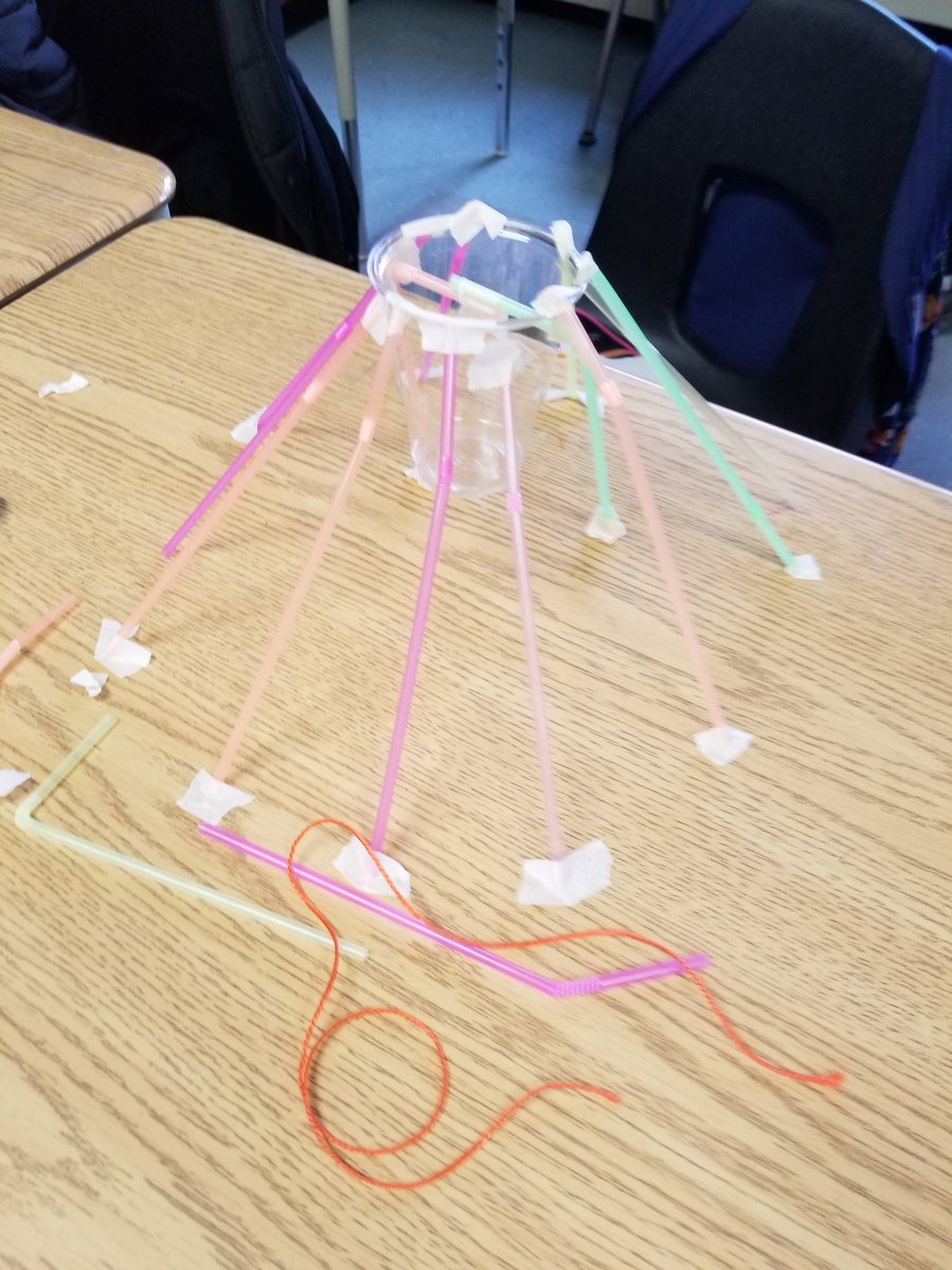 EFioret's tweet photo. Lots of variety in the designs for today's #STEM challenge! Students suspended their "buckets", tested how many pennies they could hold, and then redesigned and retested! https://t.co/OCIdNZ9pgt