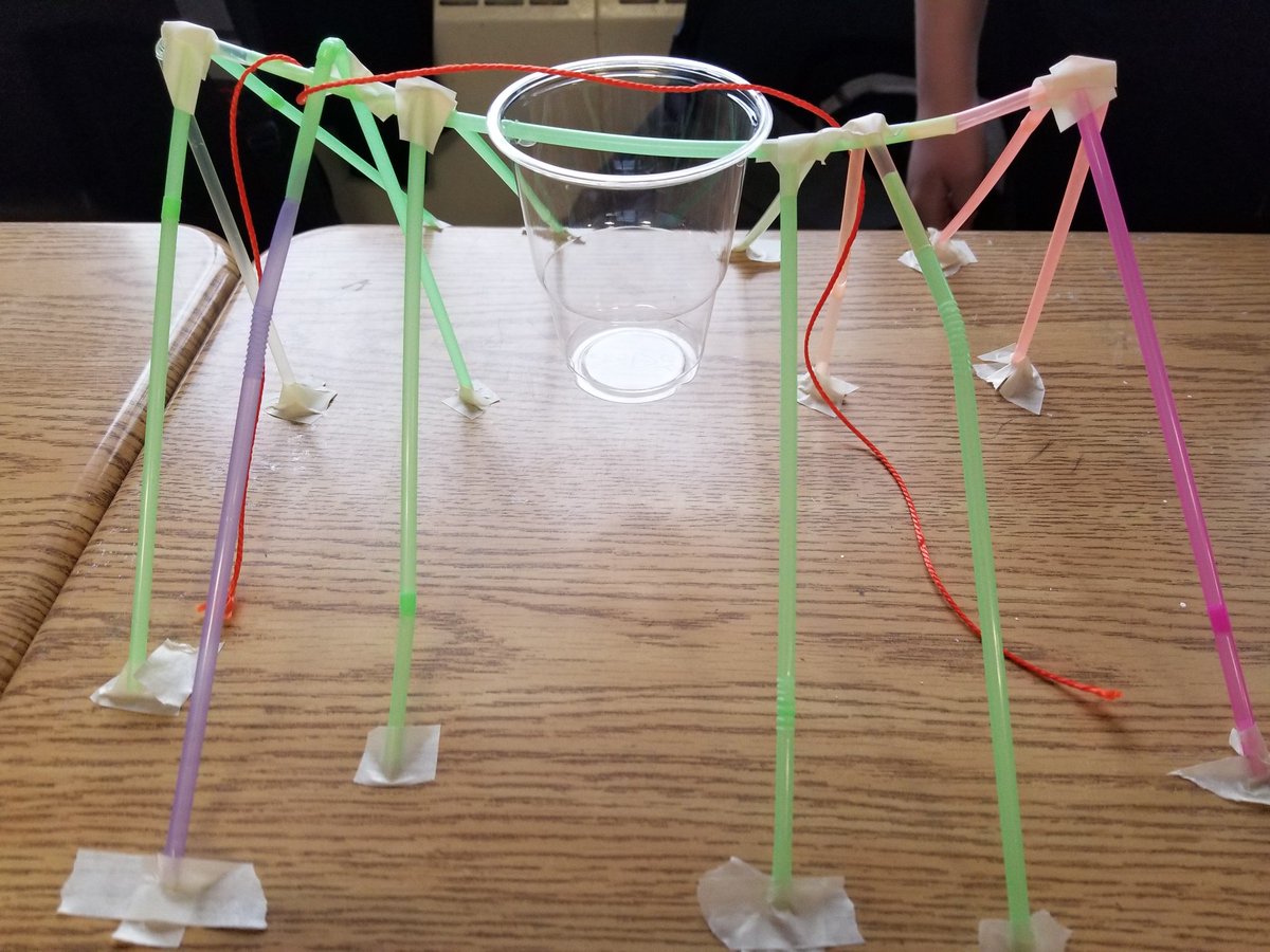 EFioret's tweet photo. Lots of variety in the designs for today's #STEM challenge! Students suspended their "buckets", tested how many pennies they could hold, and then redesigned and retested! https://t.co/OCIdNZ9pgt