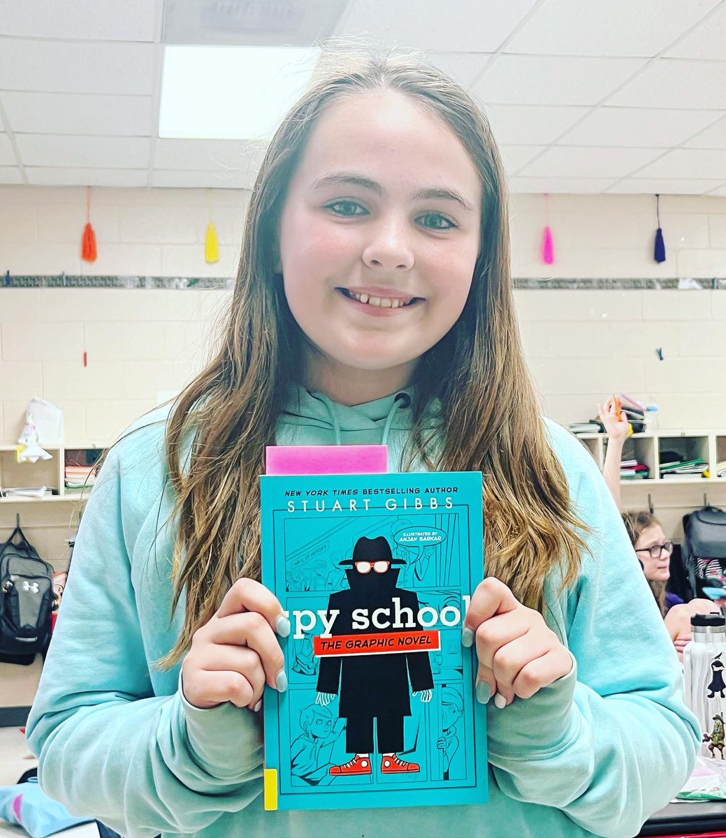 mrsG_learns's tweet photo. 🎉📚First Chapter Friday📚🎉

Today we weren’t fooling around when it came to our FCF books! 

We read “Spy School” the graphic novel version from @AuthorStuGibbs and “Jeremy Fink and the Meaning of Life” by @wenmass #firstchapterfriday #fifthgradebooks #leveluppinckney https://t.co/sg1VOUOnmL