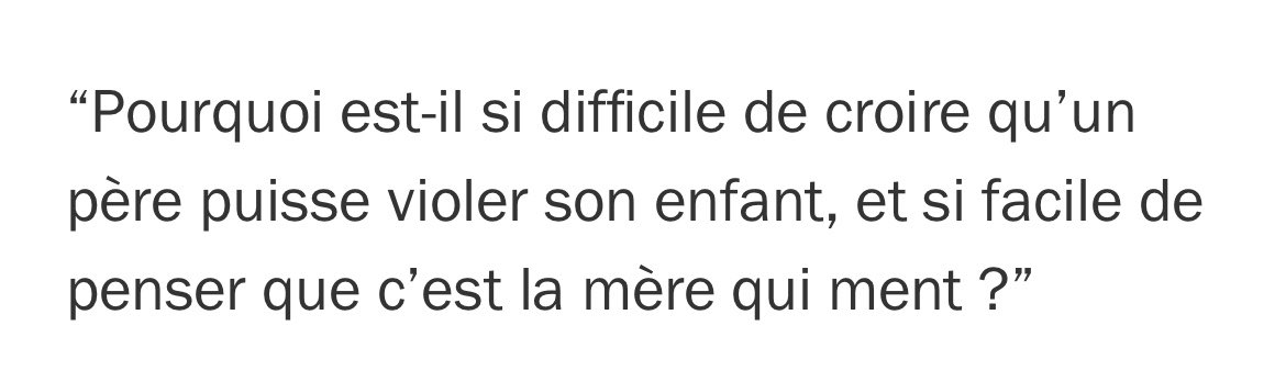 arnaud_gallais's tweet photo. “Pourquoi est-il si difficile de croire qu’un père puisse violer son enfant, et si facile de penser que c’est la mère qui ment ?”
#JusticePourAdele https://t.co/UwlH1oQLeJ