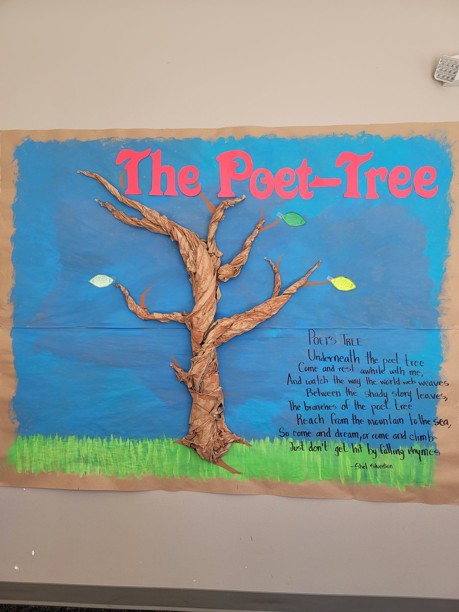 gpisdlibraries's tweet photo. The Poet-Tree will gain leaves as students come to the library. Poetry displays @ochoa_stem @grandprairieisd @GPISDTech https://t.co/kTjvKjDqEG