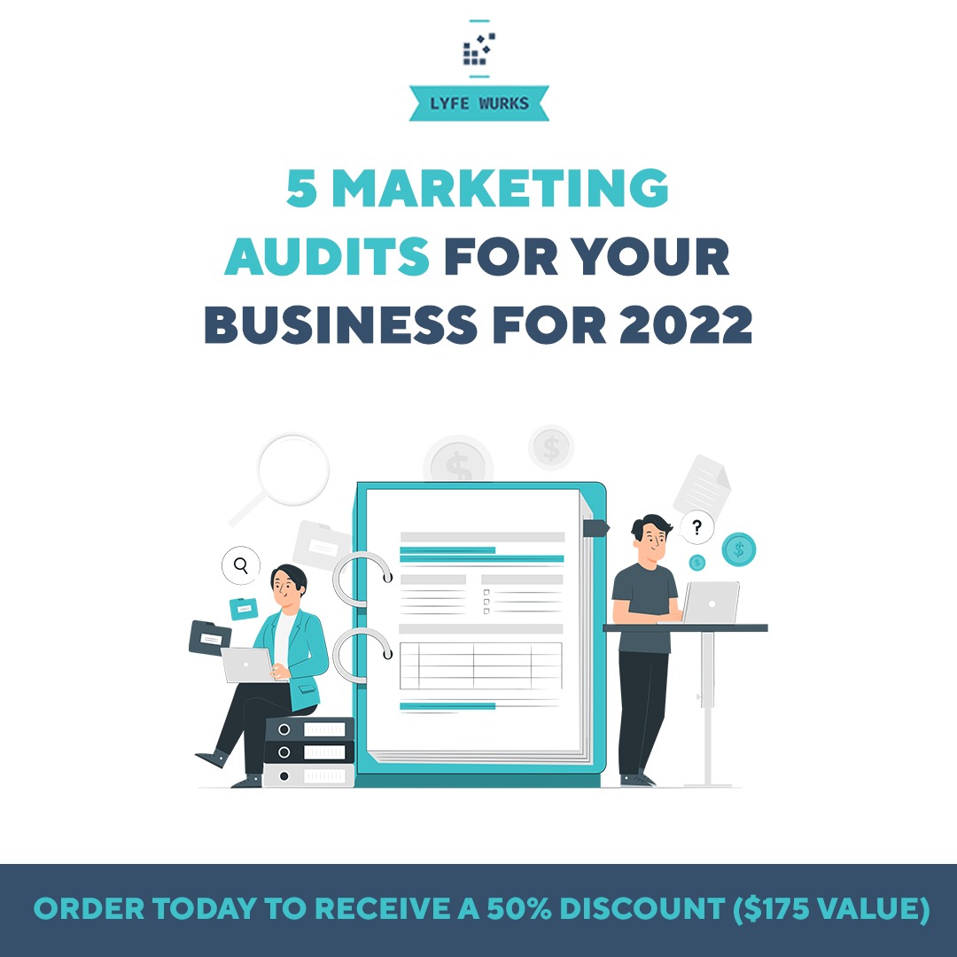LyfeWurks's tweet photo. Here are the 5 audits we endorse to shore up all loose ends in 2022.
- Website + SEO Audit
- Compliance Audit
- Customer Audit, A.K.A. Surveys
- Operational Audit
- Strategy Audit 
.
.
𝐋𝐞𝐚𝐫𝐧 𝐌𝐨𝐫𝐞: https://t.co/imNznlhbBV
.
.
#lyfewurks #impactmarketing #digitalmarketing https://t.co/AtusHhSJSz