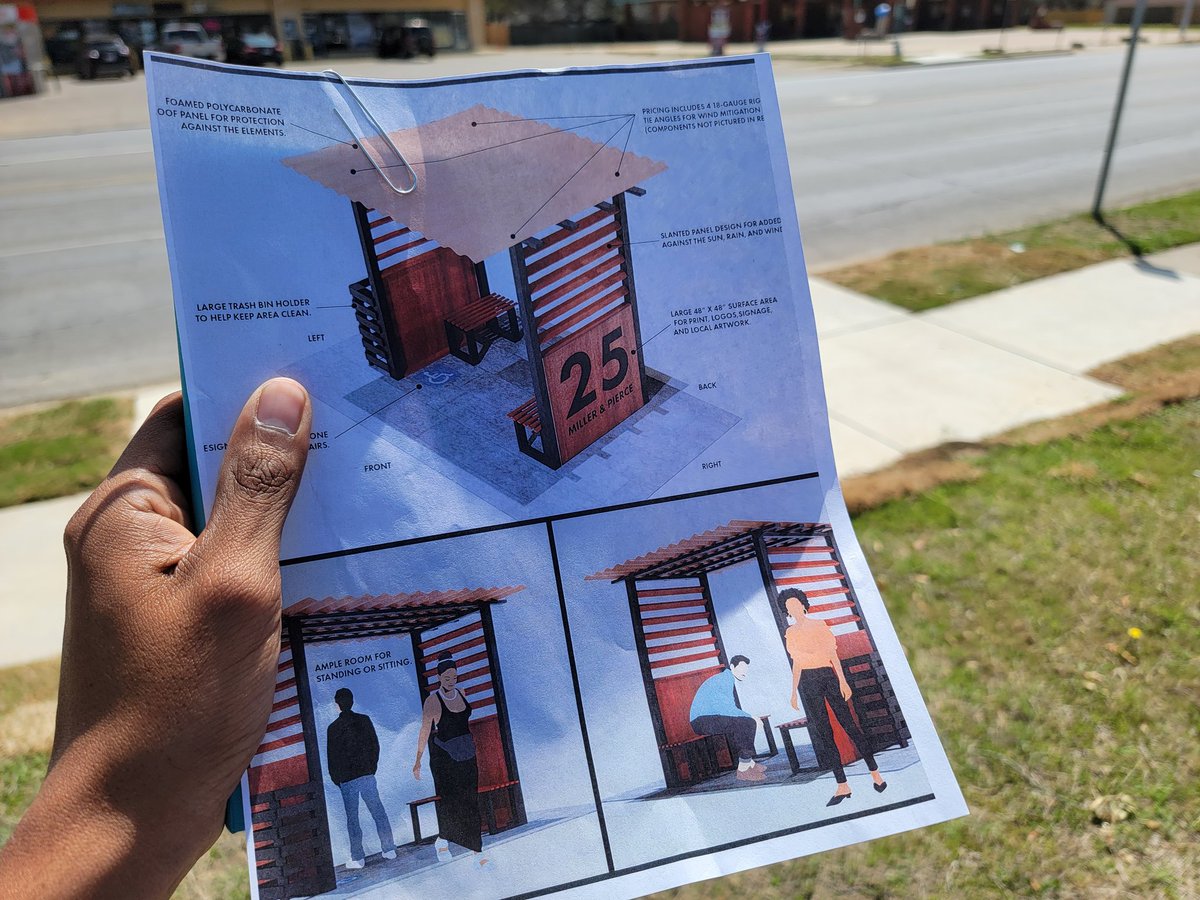 <a href="/TCCollege/">TarrantCountyCollege</a> professor Robert Ford inspects some of the concrete pads for the planning process of the bus stop benches/shelters project which is being done in collaboration between <a href="/TarrantTransit/">Tarrant Transit Alliance</a> and the Glen Park Neighborhood. Beautiful things are in store for my community ❤️
