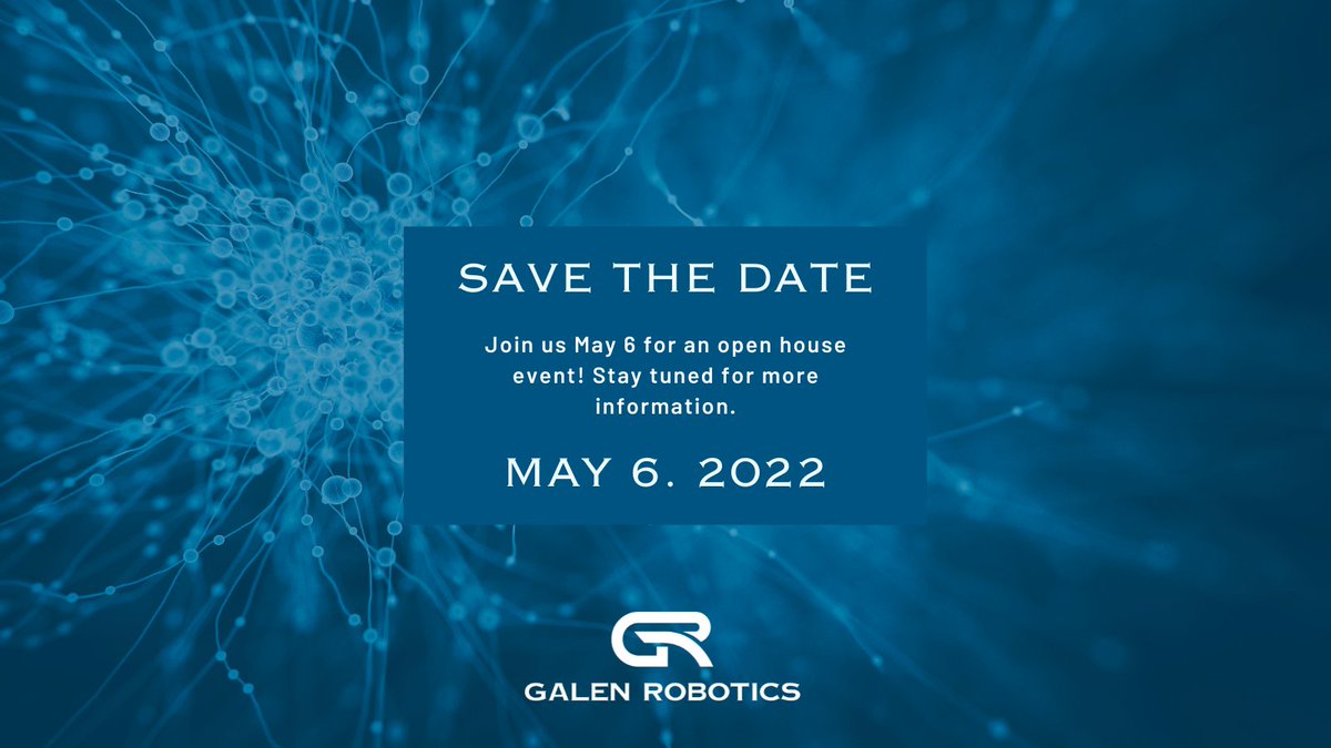 Galen Robotics (@galenrobotics) on Twitter photo SAVE THE DATE! -- We're excited to welcome media and members of the Baltimore business community on May 6th for our open house. For more information please contact info@galenrobotics.com. Continue following our social channels for more updates about this exciting event! SAVE THE DATE! -- We're excited to welcome media and members of the Baltimore business community on May 6th for our open house. For more information please contact info@galenrobotics.com. Continue following our social channels for more updates about this exciting event!