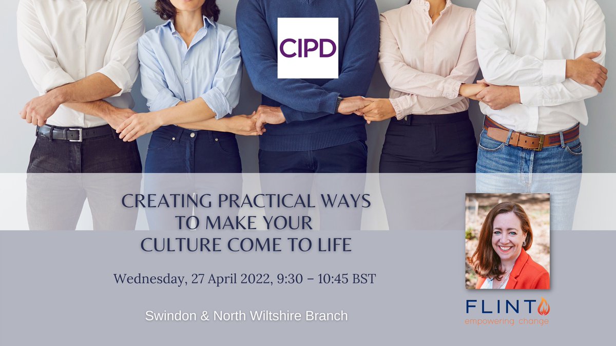 Wed, 27 April 2022, 9:30 – 10:45 BST for ‘Creating Practical Ways to Make Your Culture Come to Life’ w/ Alex Walker of Flint Change.
Register here: bit.ly/36R7bqn #culture #cipd #strongerwithCIPD #hrtogether