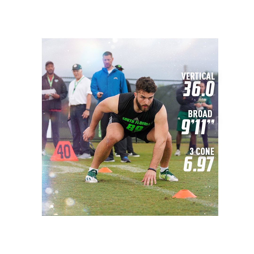 USFFootball's tweet photo. One step closer. 🤘 

#USFProDay https://t.co/5dnNpq3z32