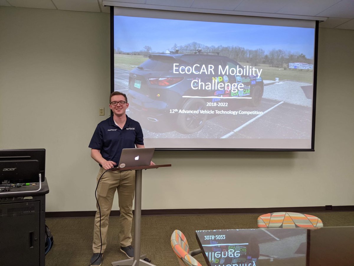 EcoCarUTK's tweet photo. JP had the opportunity this past week to present on the EcoCAR mobility challenge to undergraduate honors students. He discussed the history of the mobility challenge at the university and the current team and goals heading into competition. 

#EcoCAR #Podcast #honors https://t.co/sXE3ekJGKG