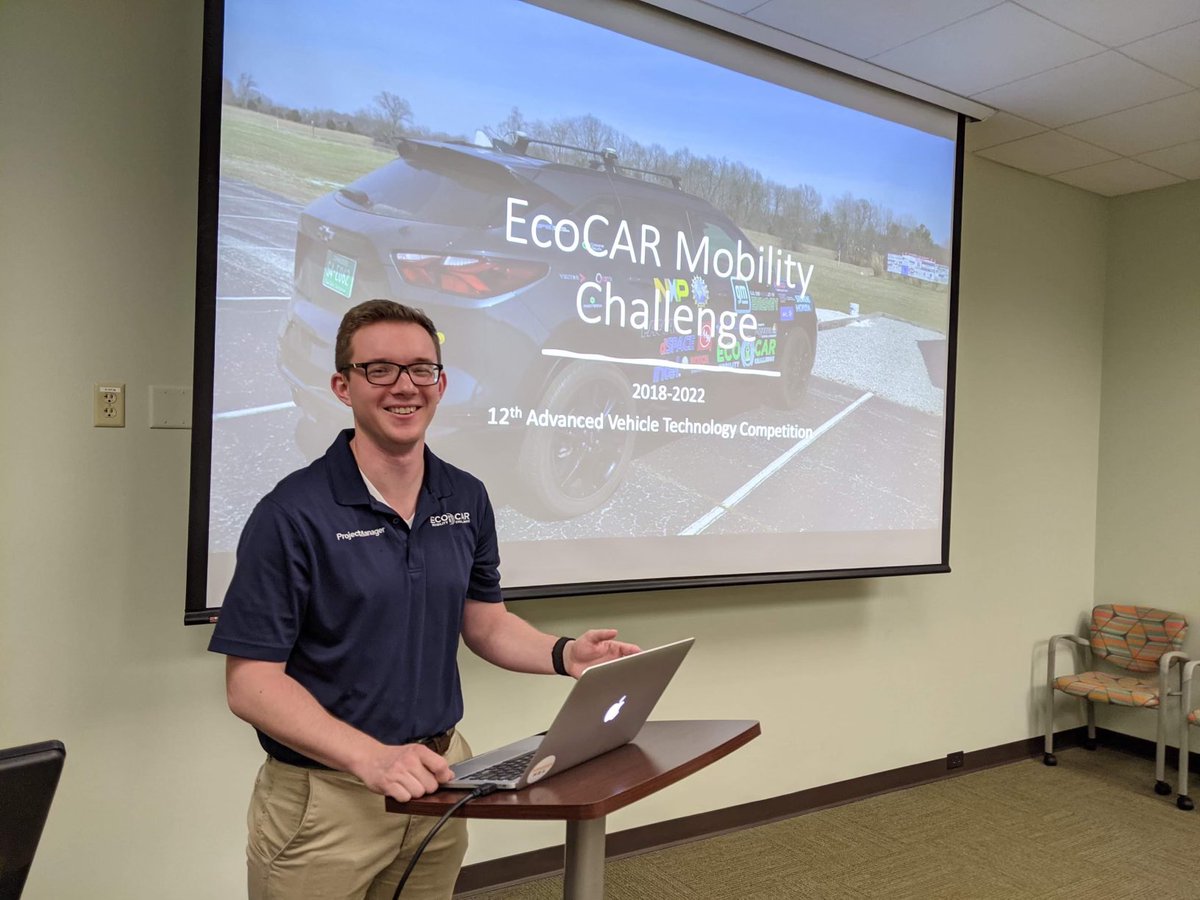 EcoCarUTK's tweet photo. JP had the opportunity this past week to present on the EcoCAR mobility challenge to undergraduate honors students. He discussed the history of the mobility challenge at the university and the current team and goals heading into competition. 

#EcoCAR #Podcast #honors https://t.co/sXE3ekJGKG